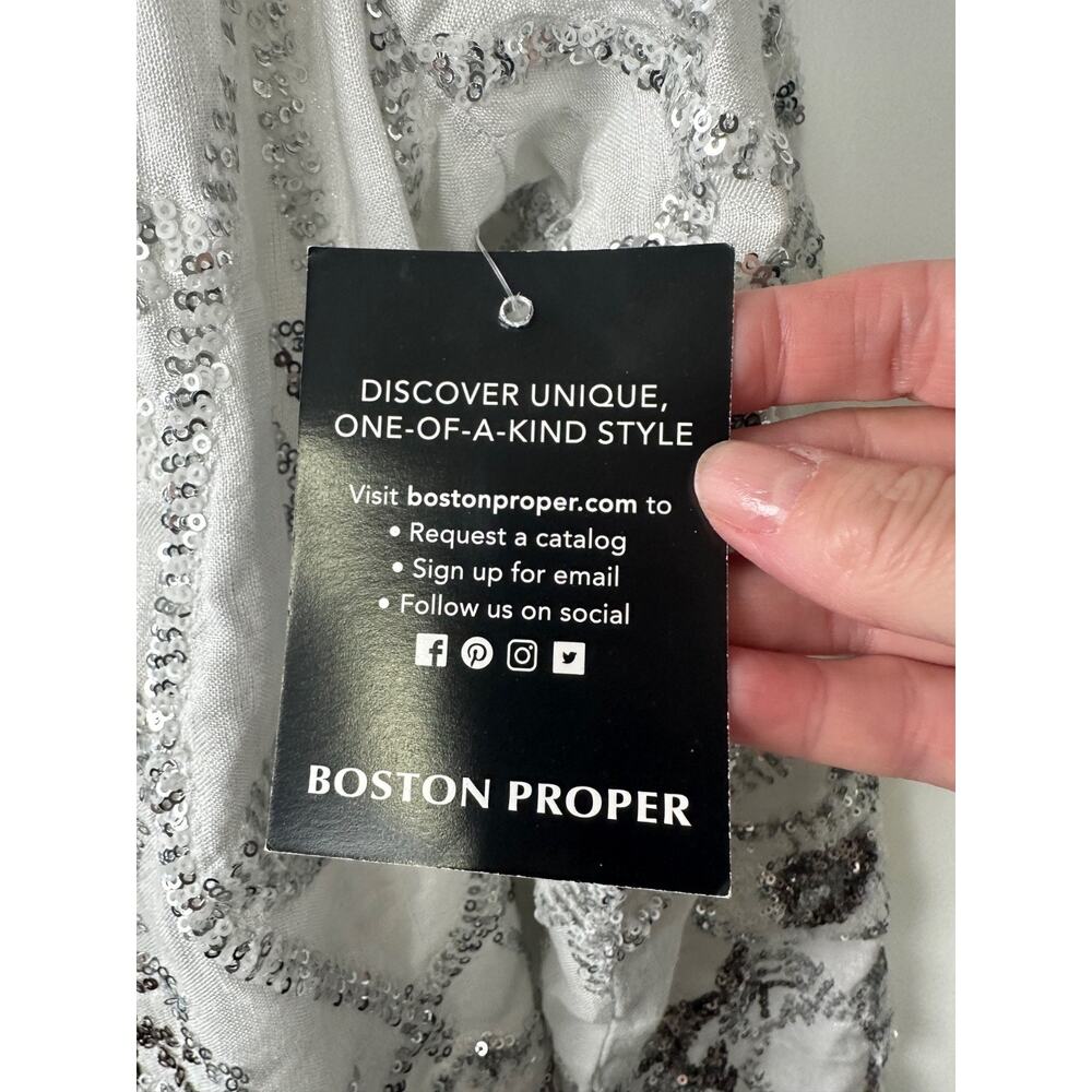 NWT Boston Proper Floral Sequin Embellished Shimmer Linen Jacket Sz 12 $190 C1 - Picture 3 of 8